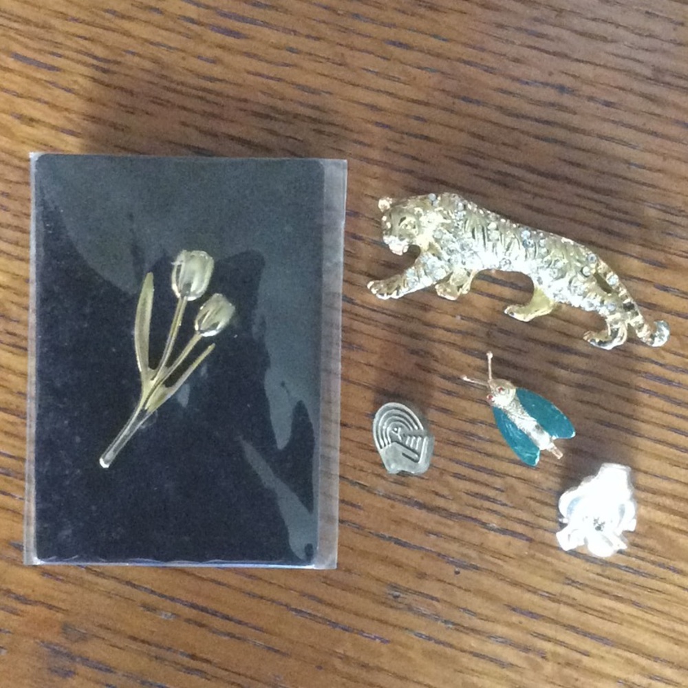 Goldtone Antique Lapel Pin Brooch Lot of 5 Jewelry